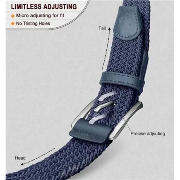 MENS Woven Braided Belt Navy Adjustable Woven Golf Belt Casual - Picture 2 of 8